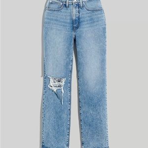 NWT Madewell The Perfect Vintage Straight Jean Kingsbury Wash w/ Knee Rip 26